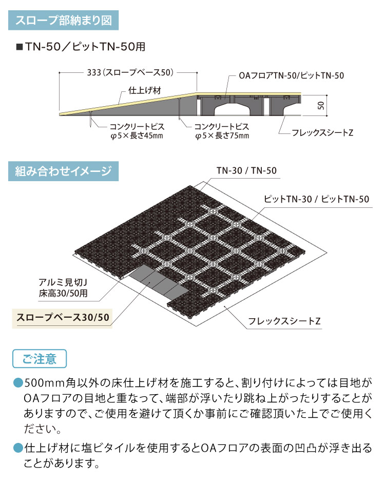FUKUVI（フクビ） OAフロア スロープベース50 床高50mm L333×W250mm 