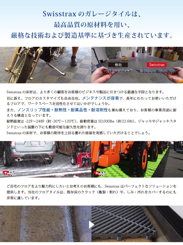 ガレージタイル はめ込み式 置き敷き タイル 屋内屋外両用 Ribtrax（リブトラックス） 耐久性抜群 40×40 40cm角  全11色［1枚単位］｜kabecollepro｜26