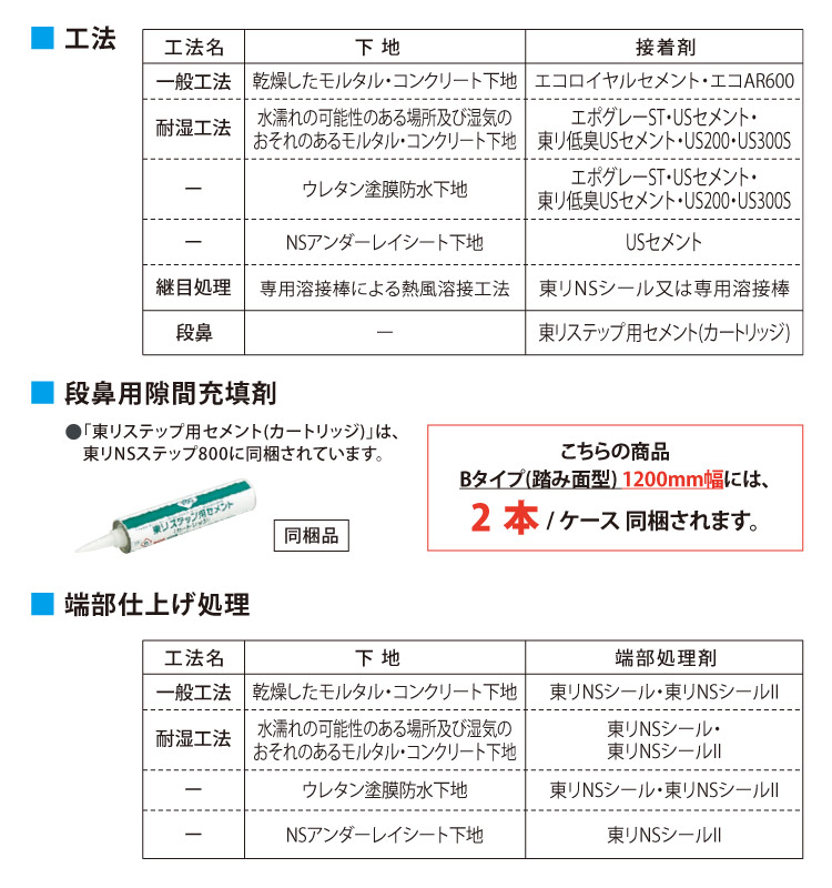 東リ（TOLI） NSステップ800 Bタイプ(踏み面型) 【1200mm幅】10枚入