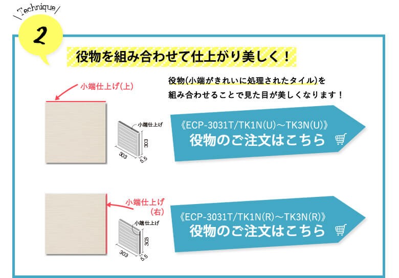 役物を組み合わせて仕上がり美しく