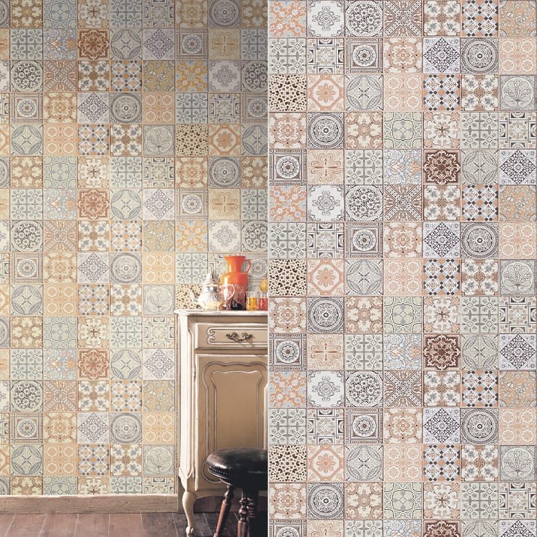 サンゲツ（SANGETSU） 壁紙 のり付き クロス モロッカン柄 ブルー