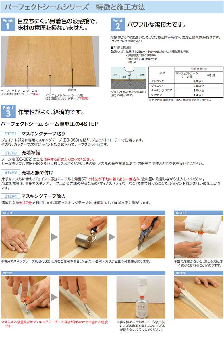 サンゲツ ベンリダイン パーフェクトシーム 溶液タイプ(床面