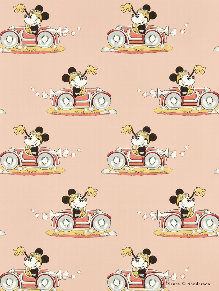 壁紙 ミニーマウス はがせる 壁紙の上から貼る壁紙 Disney HOME x Sanderson MINNIE ON THE MOVE CANDY FLOSS 217268 ディズニー創立100周年｜kabegamiya-honpo