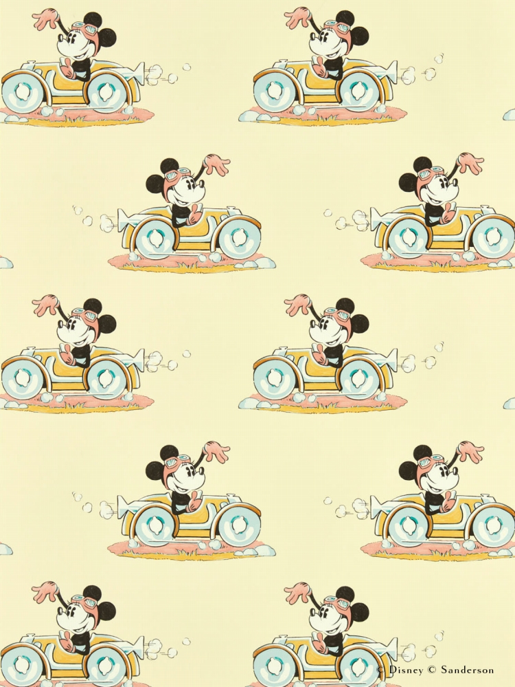 壁紙 ミニーマウス はがせる 壁紙の上から貼る壁紙 Disney HOME x Sanderson MINNIE ON THE MOVE SHERBET 217269 ディズニー創立100周年｜kabegamiya-honpo