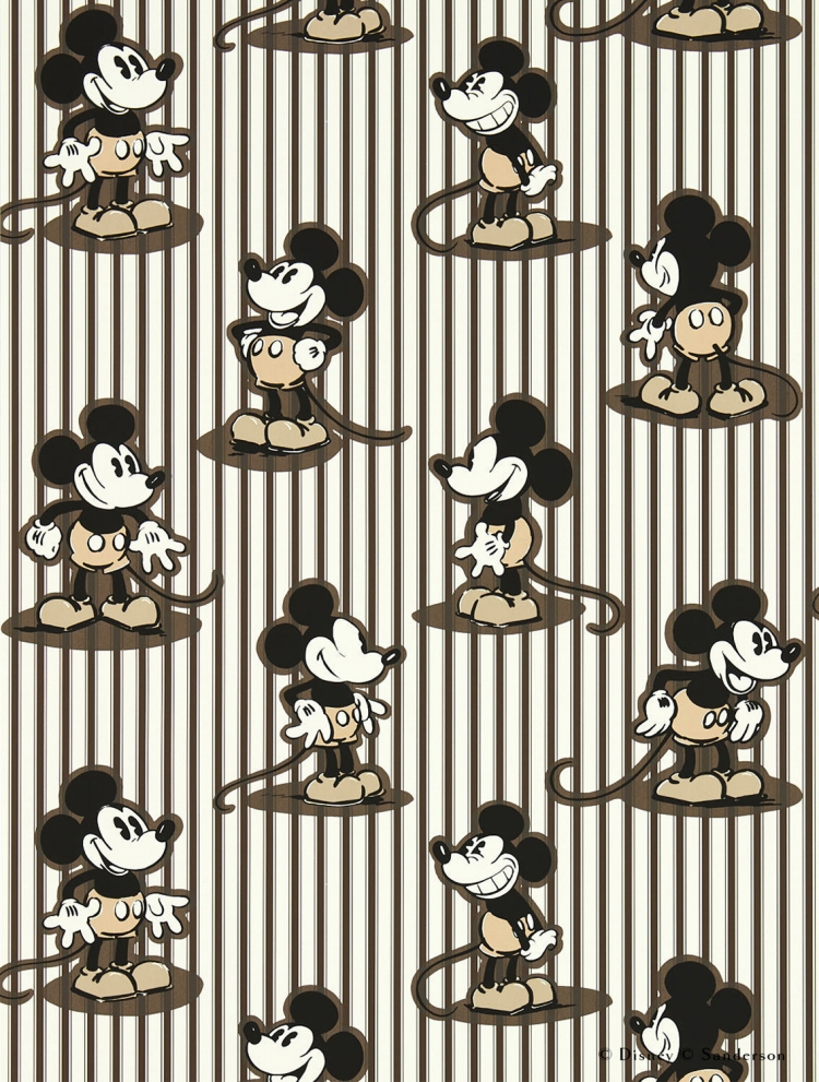 壁紙 ミッキーマウス ストライプ はがせる 壁紙の上から貼る壁紙 Disney HOME x Sanderson MICKEY STRIPE HUMBUG 217272 ディズニー創立100周年｜kabegamiya-honpo