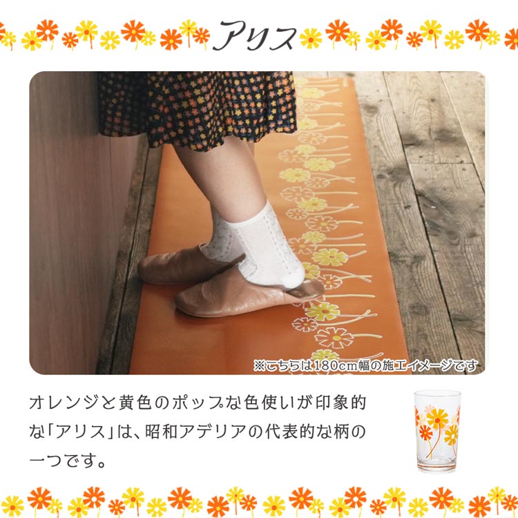 壁紙屋本舗 アデリアレトロ 昭和レトロ 拭ける キッチンマット 180