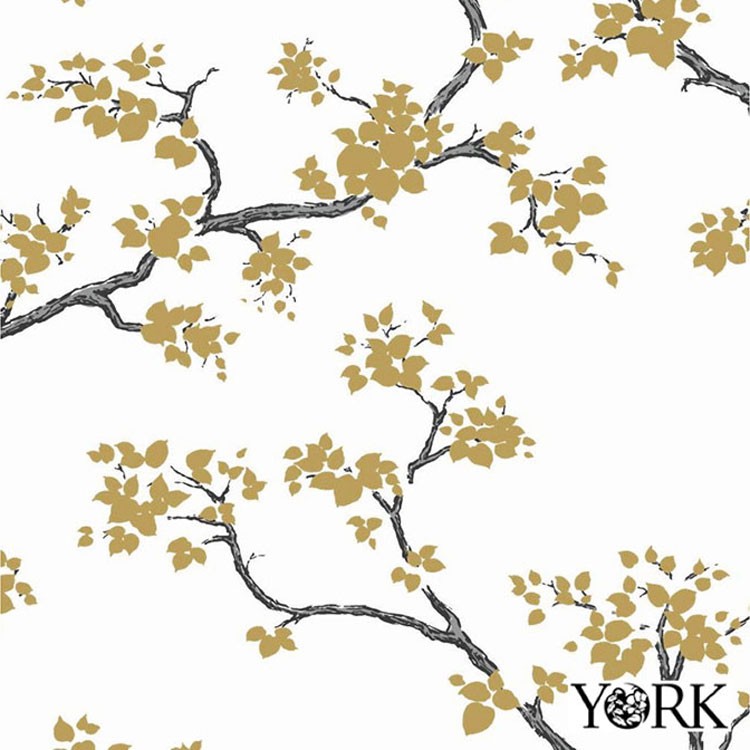 44 割引ランキング上位のプレゼント 輸入壁紙 アメリカ York 52cm 10m 和柄 植物 フラワー 花 白 ホワイト 金 ゴールド Fb1404 内装 住宅設備 Diy 工具 Musique Pub Com