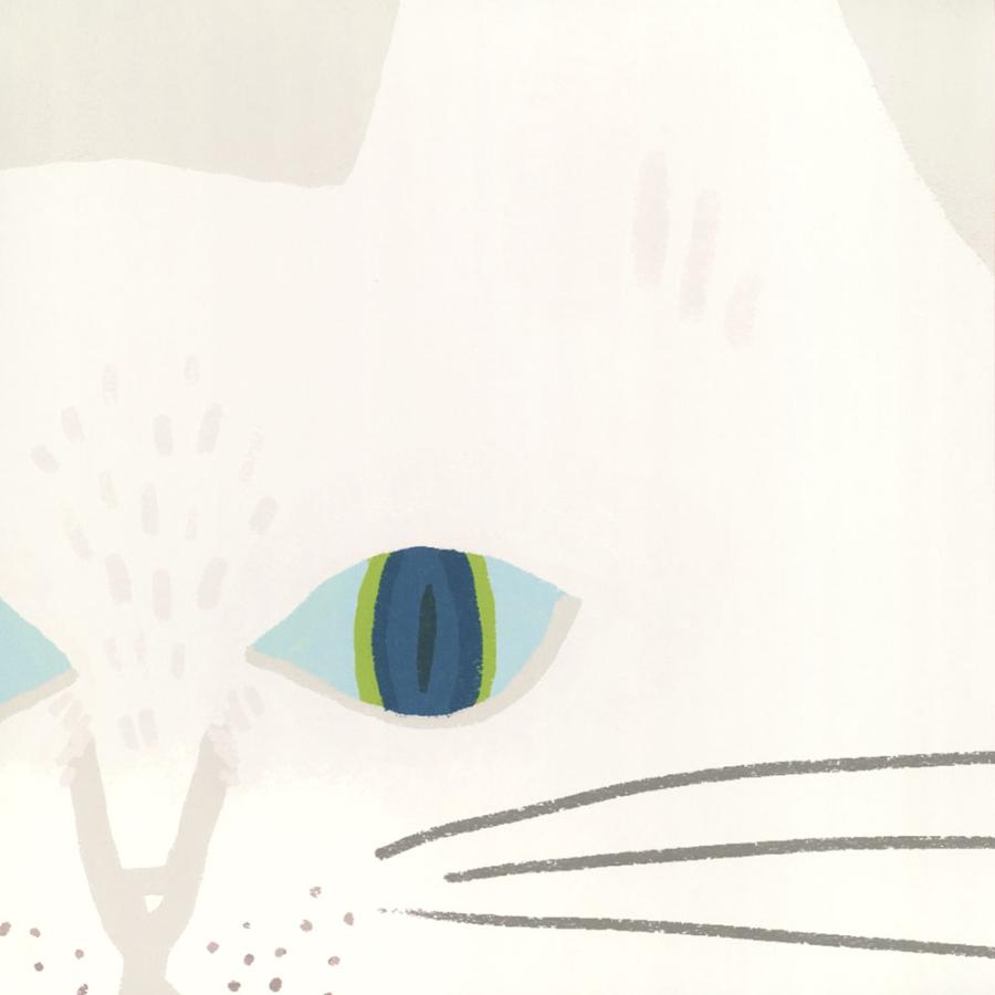 貼ってはがせる 壁紙 となりのへやはどんなへや？ ねこの壁紙 3パネルセット（巾144cm×280cm）絵本 イラスト 白猫｜kabegamiya-honpo｜07