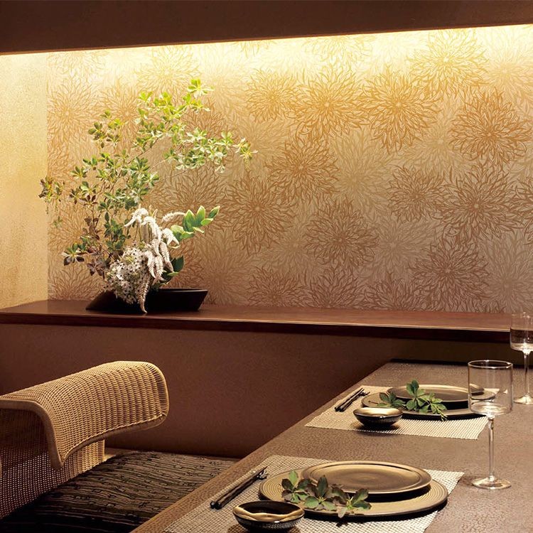 買物 壁紙 のり付き Kioi 紀尾井 和モダン 花柄 植物 和室 和柄 壁紙 張り替え 壁紙の上から貼る壁紙 M単位販売 与え