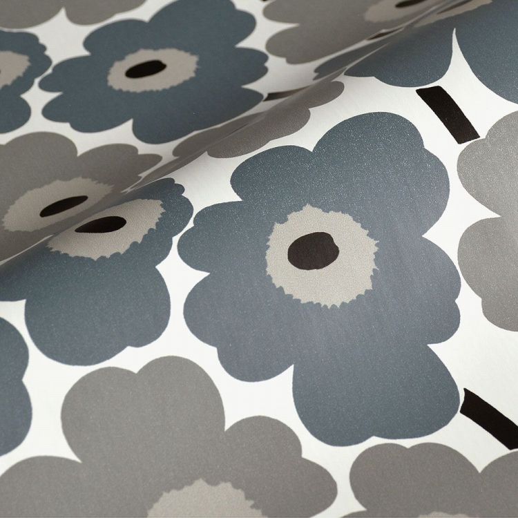 壁紙 シール はがせる DIY marimekko マリメッコ 花 Unikko グレー 巾