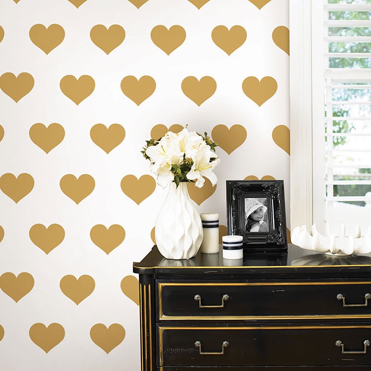 壁に貼ってはがせる ステッカー ウォールステッカー WALL POPS (ウォールポップス) Gold Heart MiniPops DWPK1850 | 