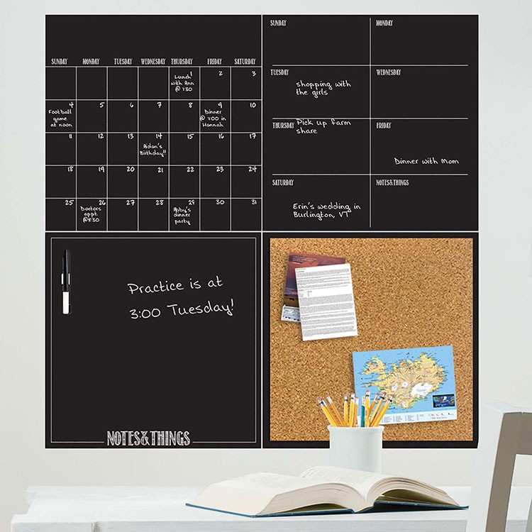 壁に貼ってはがせる ステッカー ウォールステッカー WALL POPS (ウォールポップス) Black 4 Piece Organizer Set WPE1875 | 