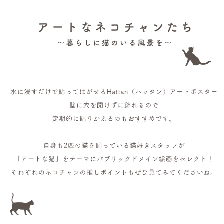 ポスター アートポスター 猫 ねこ はがせる ハッタンアートポスター おしゃれ 絵画 Mサイズ スタンラン モノトーン 黒猫｜kabegamiya-honpo｜14