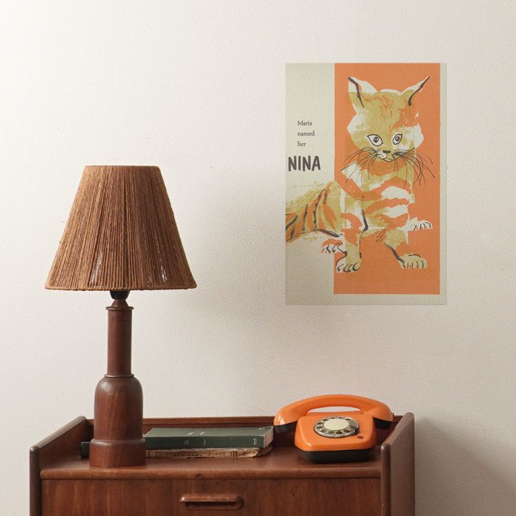 はがせる アートポスター インテリア Sサイズ 30×45 イラスト 猫 ネコ 賃貸OK 水だけで貼れる Hattan Art Poster ハッタン HP 00225｜kabegamiya-honpo｜02