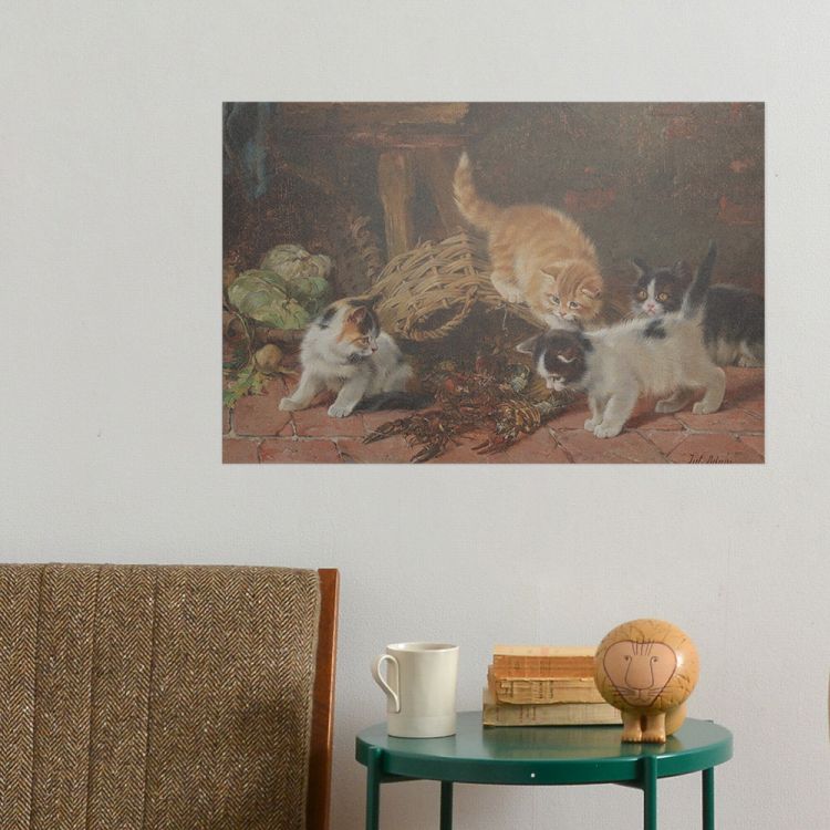 Hattan ポスター はがせる アートポスター 絵画 猫 ねこ 子猫 水