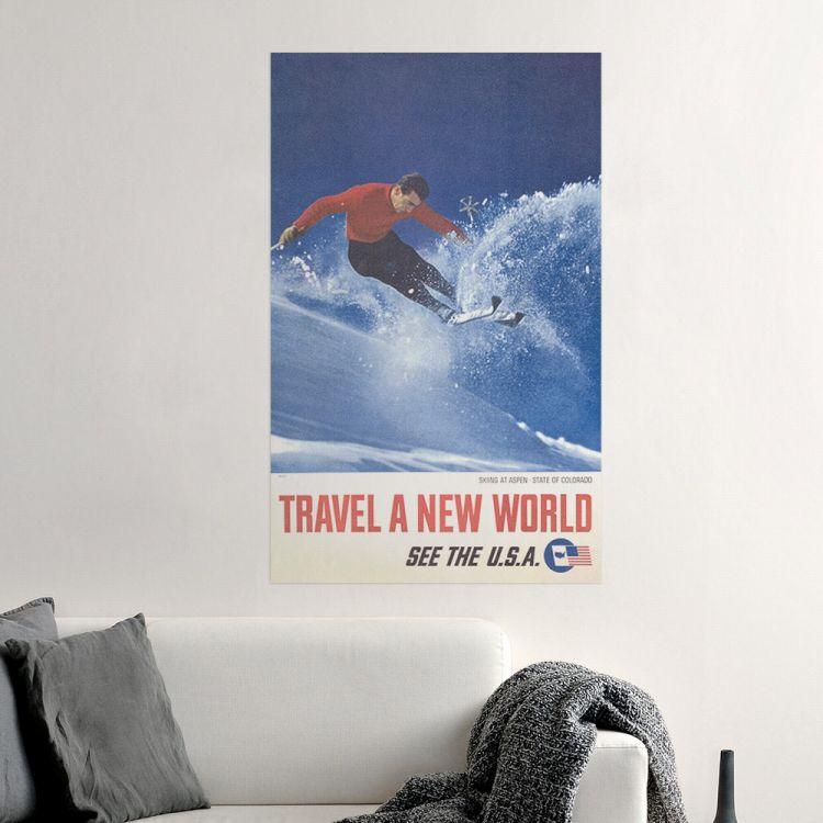 はがせる アートポスター インテリア Lサイズ 56×90 スキー コロラド 大きい 賃貸OK 水だけで貼れる Hattan Art Poster ハッタンアートポスター HP 00355｜kabegamiya-honpo｜02