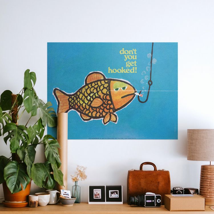 はがせる アートポスター インテリア Lサイズ 90×67 イラスト 魚 フィッシュ 賃貸OK 水だけで貼れる Hattan Art Poster ハッタンアートポスター HP 00464｜kabegamiya-honpo｜02