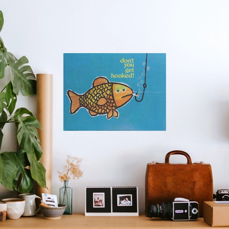 はがせる アートポスター インテリア Sサイズ 45×34 イラスト 魚 フィッシュ 賃貸OK 水だけで貼れる Hattan Art Poster ハッタン HP 00464｜kabegamiya-honpo｜02