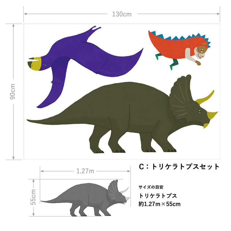 ウォールステッカー 貼ってはがせる 壁紙 シール 恐竜 きょうりゅうのへや 巾130cm×90cm となりのへやはどんなへや？ 絵本 アニマル 子ども部屋 キッズ｜kabegamiya-honpo｜04