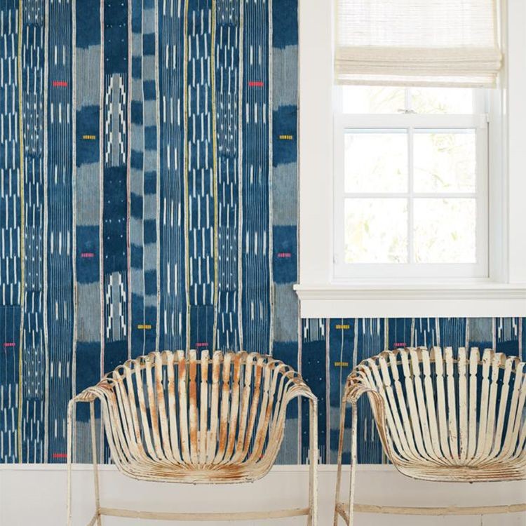 貼ってはがせる シール 壁紙 リメイクシート wallshoppe(ウォールショップ) / Madison Stripe Large-Blue | 壁紙屋本舗