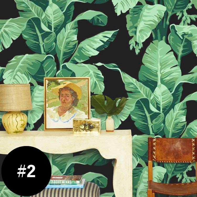 貼ってはがせる シール 壁紙 リメイクシート wallshoppe(ウォールショップ) / Pacifico Palm-Onyx #2 | 壁紙屋本舗