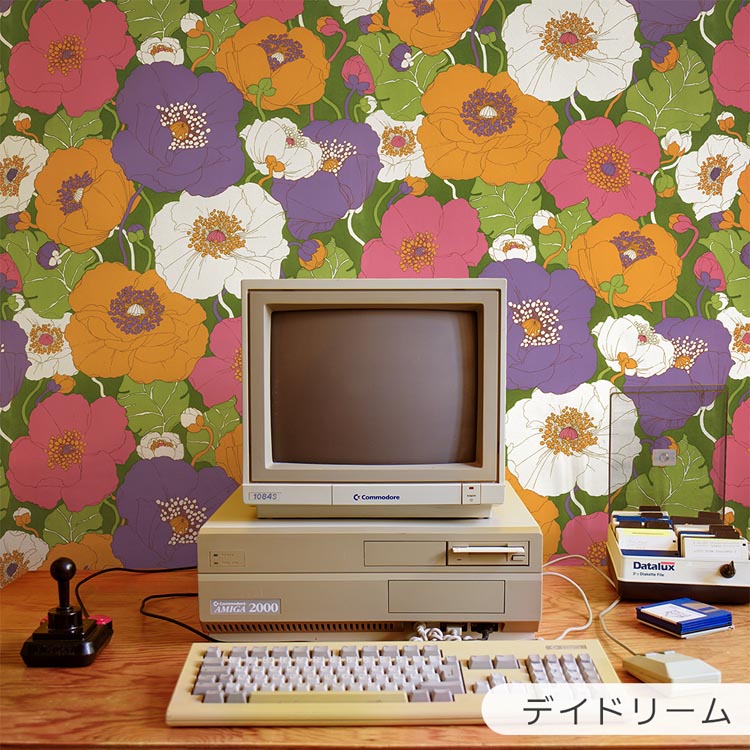 壁紙 はがせる 壁紙シール レトロ レトロポップ 花柄 おしゃれ かわいい 壁紙クロス リメイクシート 賃貸 トイレ 49cm×2.5m ...