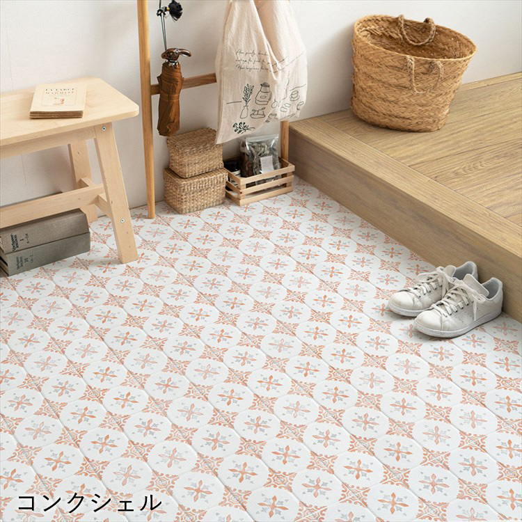 壁紙屋本舗 はがせる 床 シート 粘着 フロアシート オーア タイル柄 