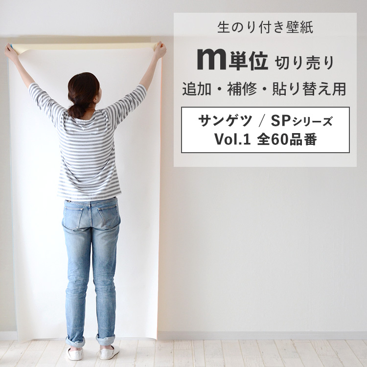 壁紙 のり付き 切り売り m単位 クロス 張り替え 自分で 無地 白 グレー 織物 石目 木目 レンガ タイル サンゲツ SP DIY おしゃれ