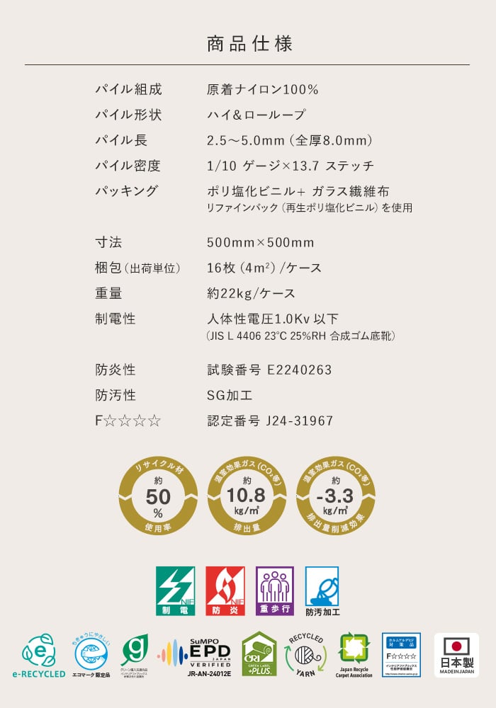mi様☆専用ページ 川島織物セルコン タイルカーペット エディンバラニット 500mm角 全厚