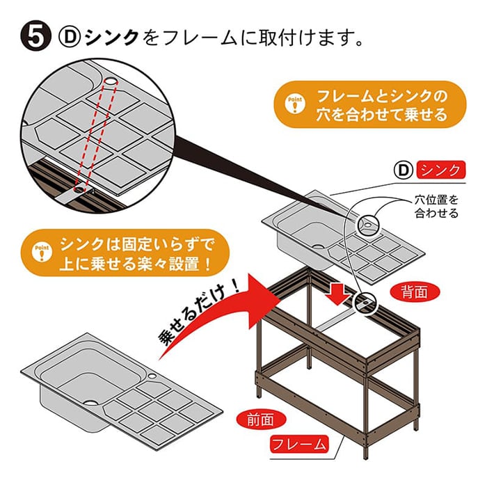 エクステリア 人工木ガーデンシンク 大サイズ 約1000×500×780mm