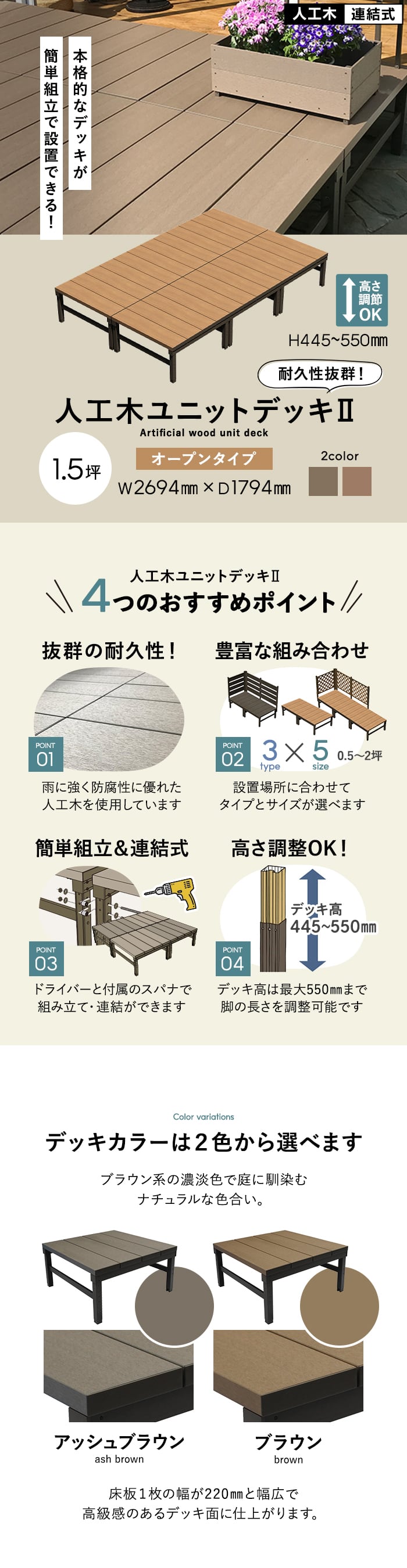 旭興進 ウッドデッキ 人工木 人工木ウッドデッキ ユニットデッキII