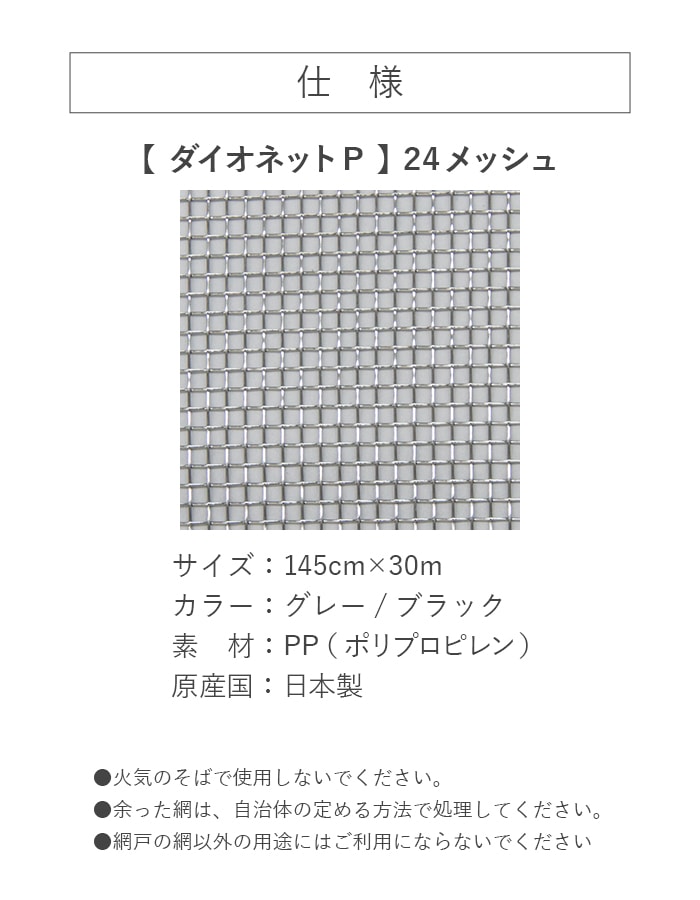 網戸 張り替え用網 ダイオネットP 24×24メッシュ 145cm×30ｍ_6