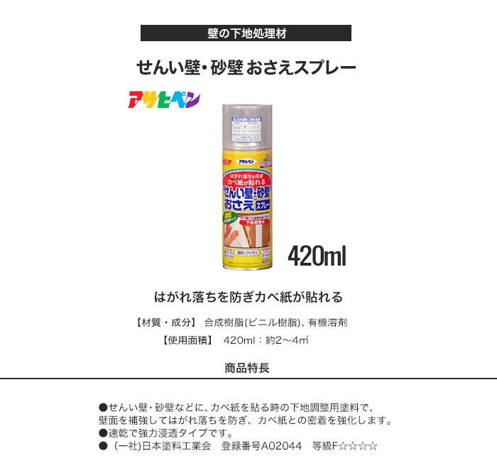 はがれ落ちを防ぎ壁紙が貼れる せんい壁・砂壁おさえスプレー 420ml*AP-SD0039 DIYSHOP RESTA Yahoo!店 - 通販 -  PayPayモール