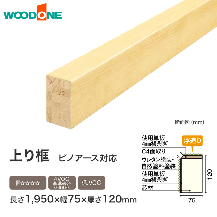 框 ウッドワン 上り框 ピノアース 自然塗装クリア対応 長1950×幅75×厚120mm*AS3711-U-UH :kmtwo0016:DIYSHOP  RESTA Yahoo!店 - 通販 - Yahoo!ショッピング