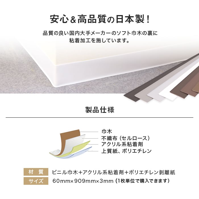 巾木 幅木 ソフト巾木 60mm らくピタ (Rアリ) 粘着 シールタイプ 60×909mm 3mm厚(枚売) 関連画像2
