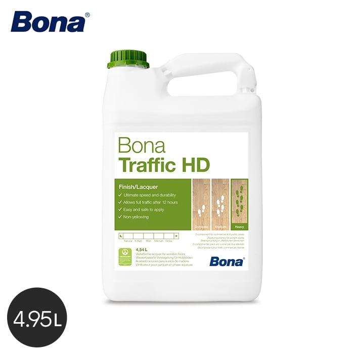 塗料　Bona　無色透明で自然な仕上がりの屋内フローリング用のトップコート　HD　トラフィック　4.95L