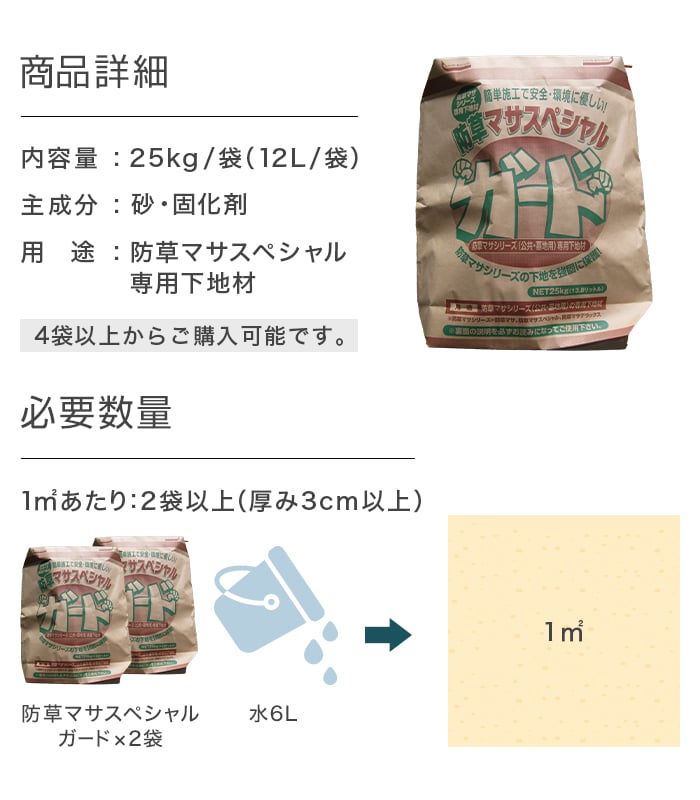 防草土 法人・個人事業主様専用 固まる土 固まる砂 防草マサスペシャルガード 1袋
