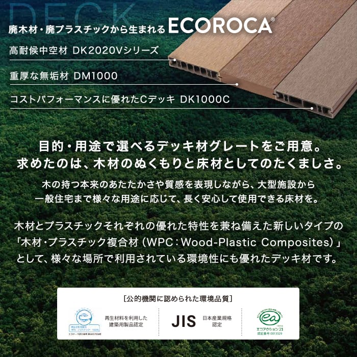 ウッドデッキ 人工木 人工木 エコロッカ デッキ材 DM1000（無垢材） 防電対策仕様 145×30｜kabegamiyasan｜05