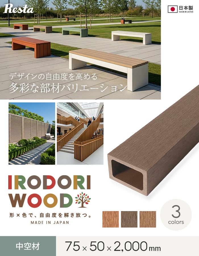 RESTA ウッドデッキ 人工木 再生木材 IRODORI WOOD いろどりウッド 75 