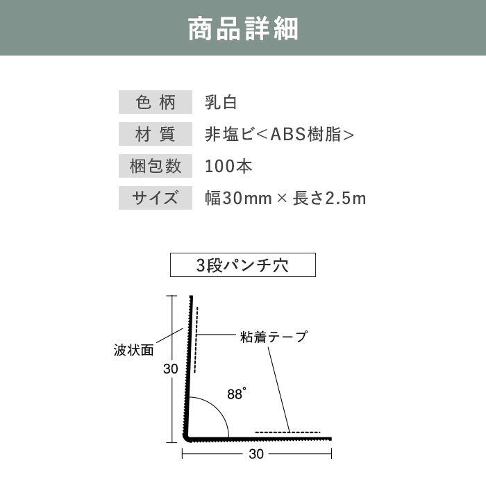 クロス下地コーナー材 コーナーテープ DX−KPコーナー30 2.5m