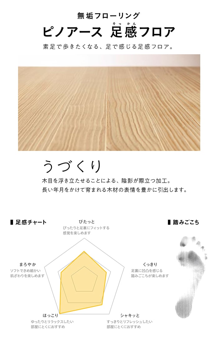 ウッドワン フローリング材 無垢フローリング ピノアース足感フロアう
