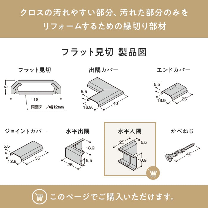 見切り材 壁 フクビ フラット見切 水平入隅 20個入 FRMSCV｜kabegamiyasan｜04