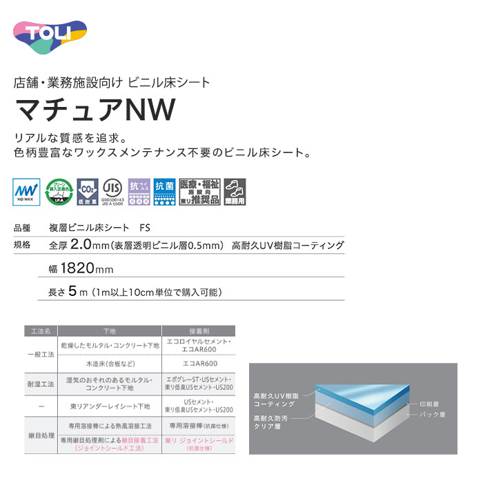 (法人・個人事業主様は送料無料) 長尺シート 東リ マチュアNW グリジオクラックウッド｜kabegamiyasan｜03