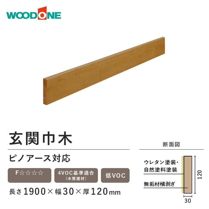 框 玄関巾木 ウッドワン ピノアース対応 ウレタン塗装 長さ1900×幅30×厚120mm｜kabegamiyasan｜08