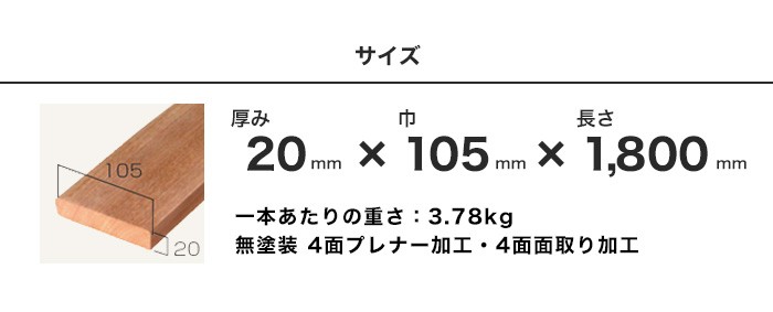 ウッドデッキ材 ウッドデッキ ウリン 無塗装 20×105×1800 : DIYSHOP