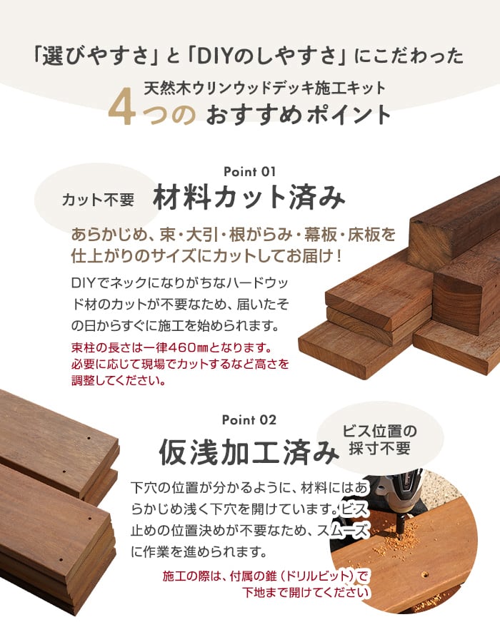 ウッドデッキ材 ウリン ウッドデッキ 施工キット DIY セット 989×1800