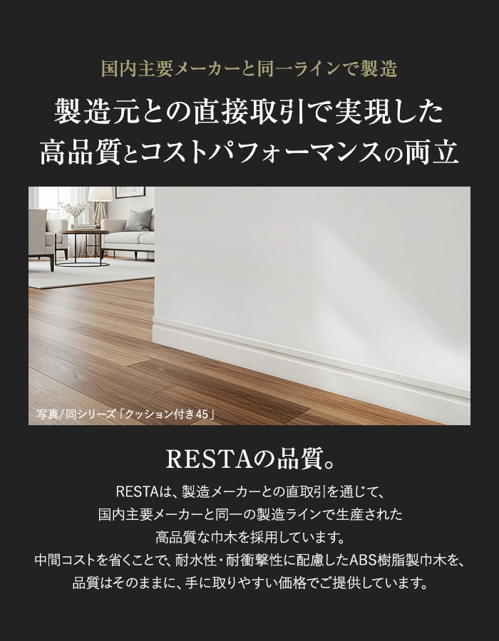 RESTA 巾木 クッション付き巾木60 高さ60mm 厚さ7mm 長さ1800mm 1本 白
