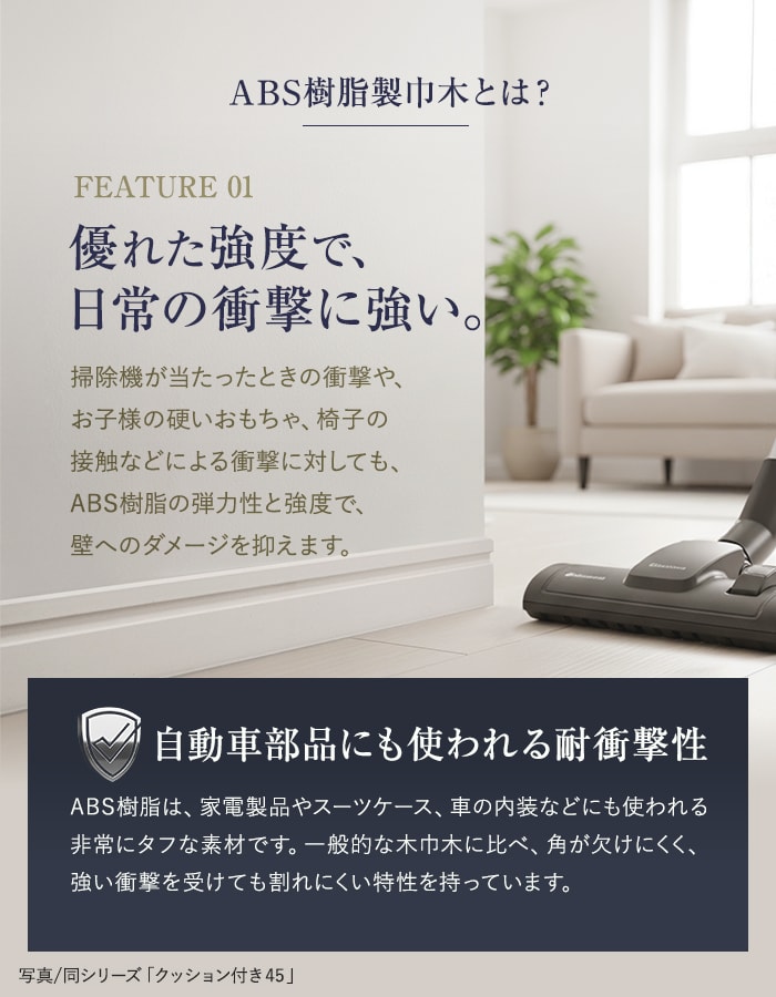 RESTA 巾木 クッション付き巾木60 高さ60mm 厚さ7mm 長さ1800mm 1本 白