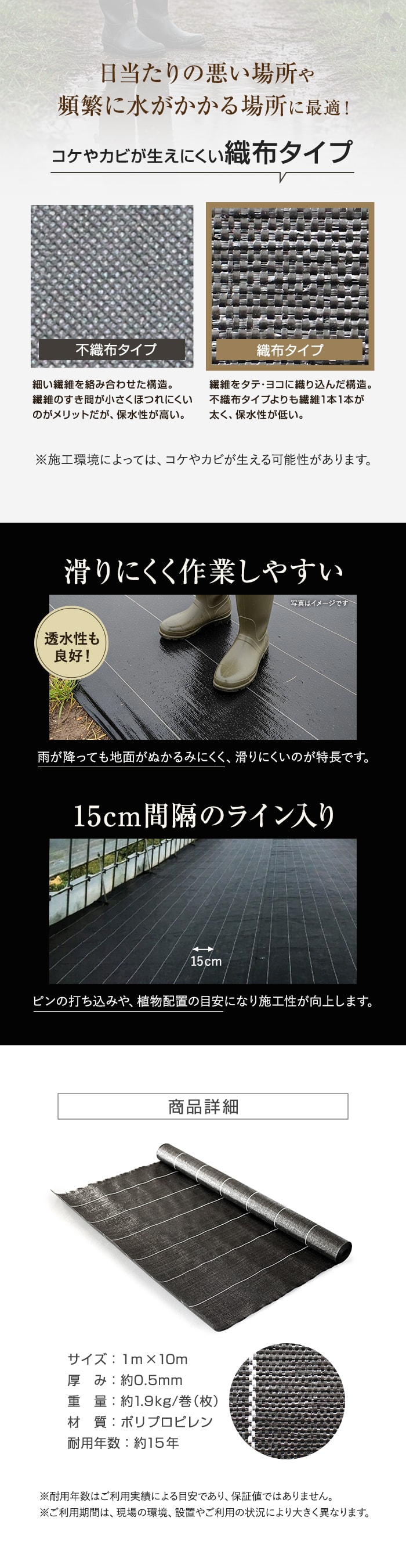 イノベックス 防草シート プレミアム15 1m×10m 15年 : DIYSHOP RESTA