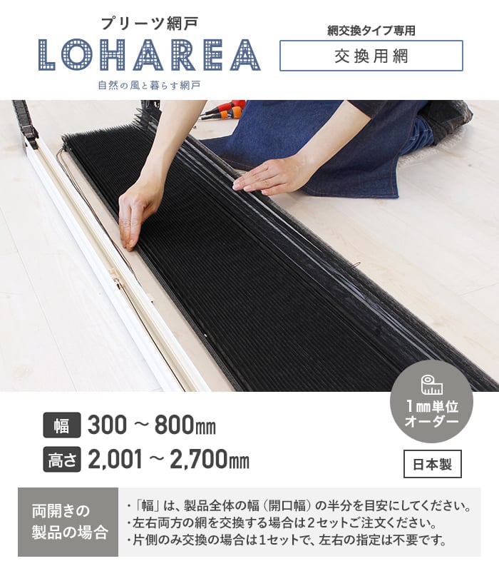 RESTA 網戸 LOHAREA 交換用網（玄関・勝手口・テラス用 幅300〜800mm 